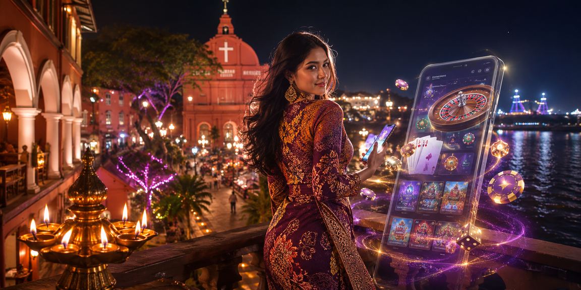 Suasana hiburan kasino dengan motif batik Melaka di platform my50